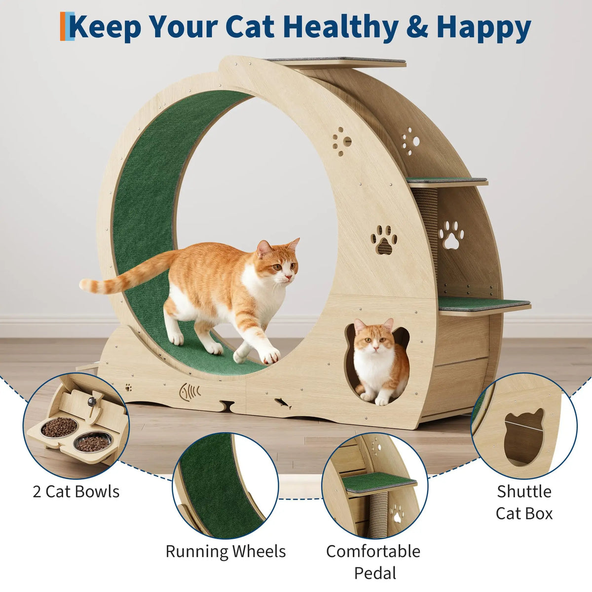 HiMISS Quiet Multifunctional Cat Exercise Wheel