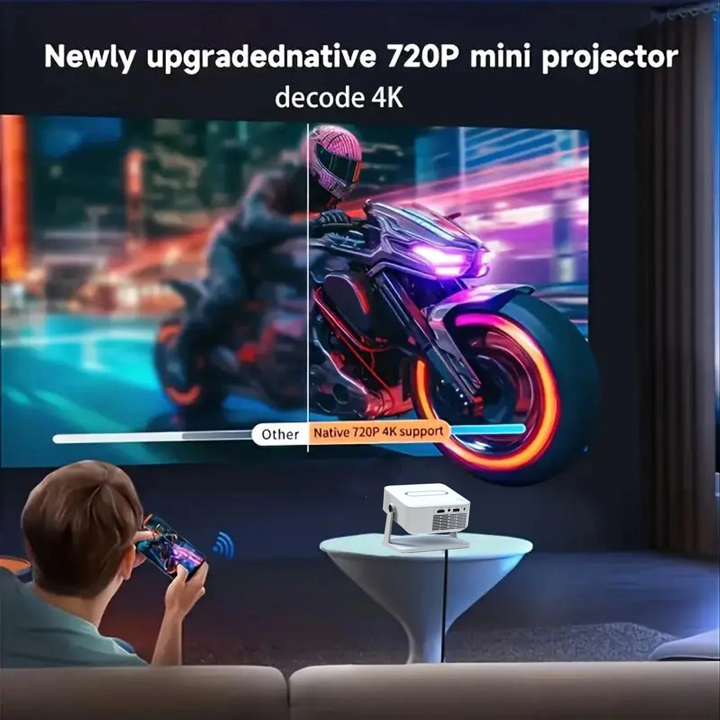 Xnano Android Digital Projector With Holder For Home Cinema
