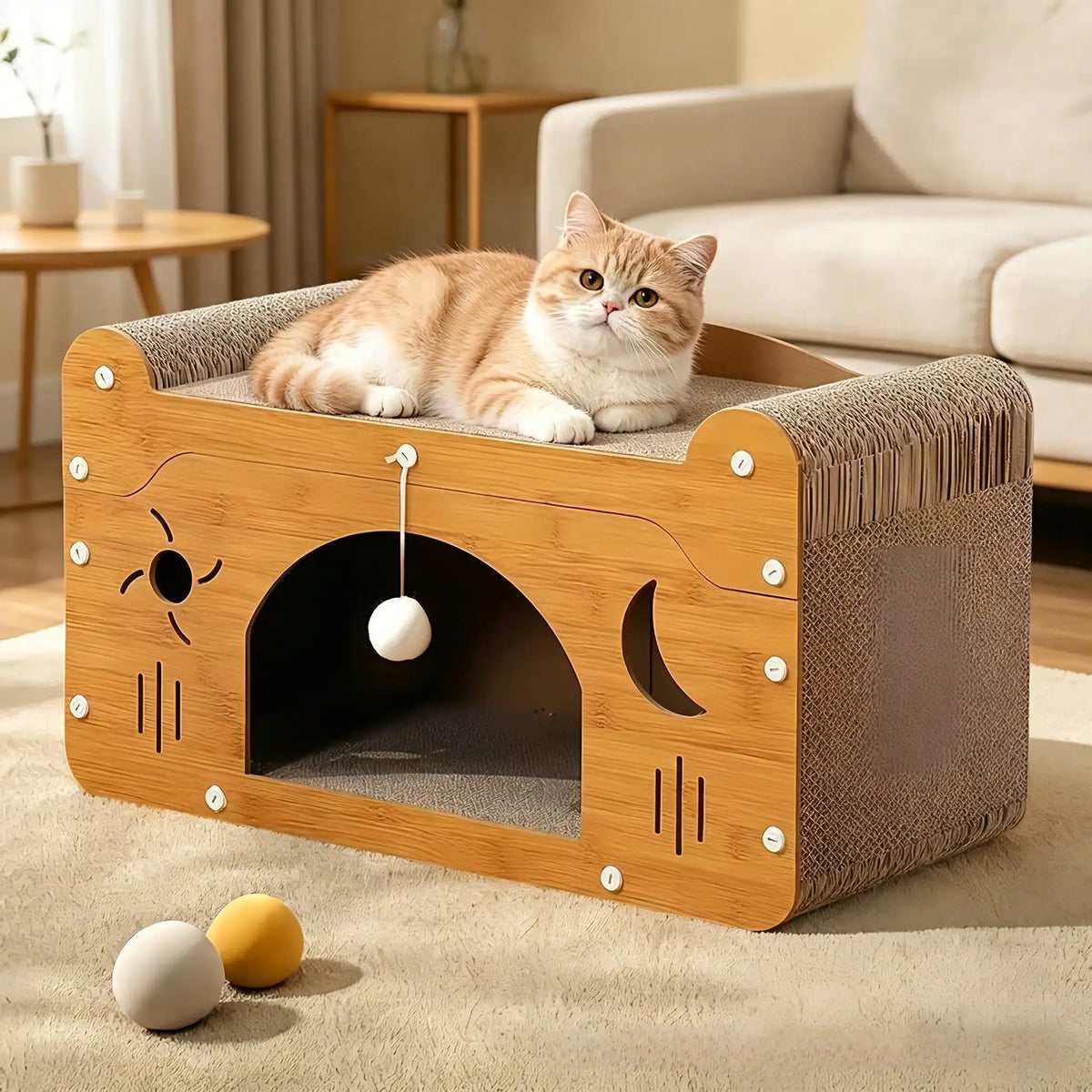 Double Layer Cardboard Cat Scratch Pad Lounge Bed House