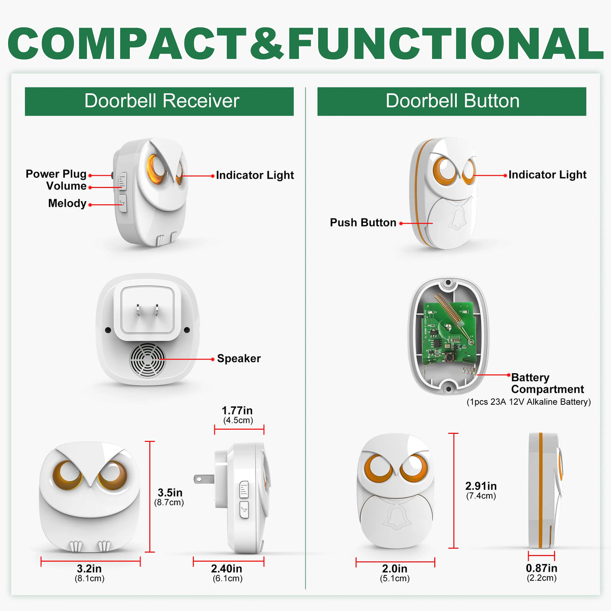 HTZSAFE Waterproof Long Range Wireless Doorbell Chime