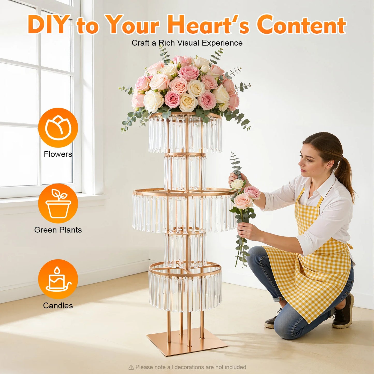 Five Tier Acrylic Wedding Flower Stand Centerpiece