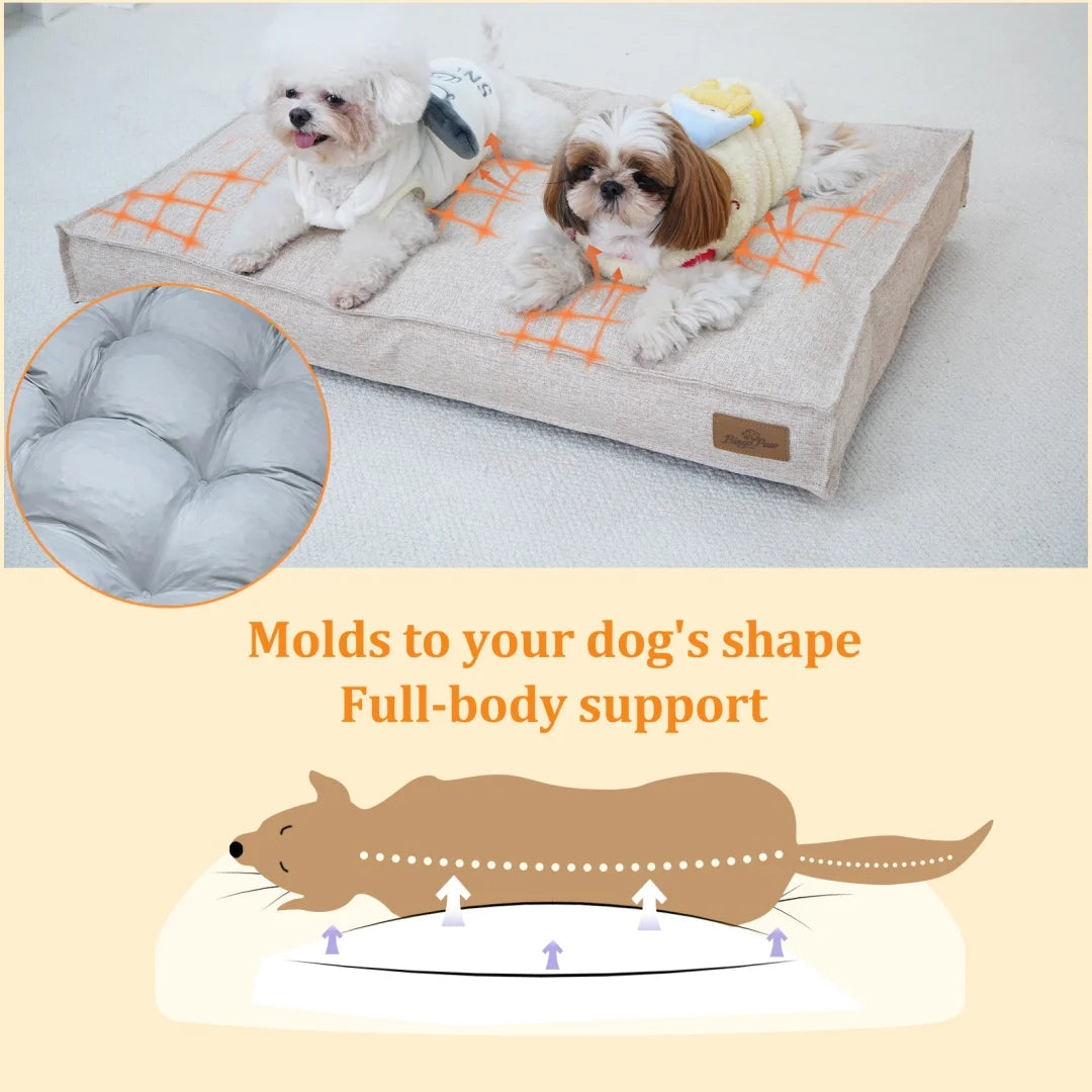 BingoPaw Waterproof Linen Dog Bed With Removable Cover