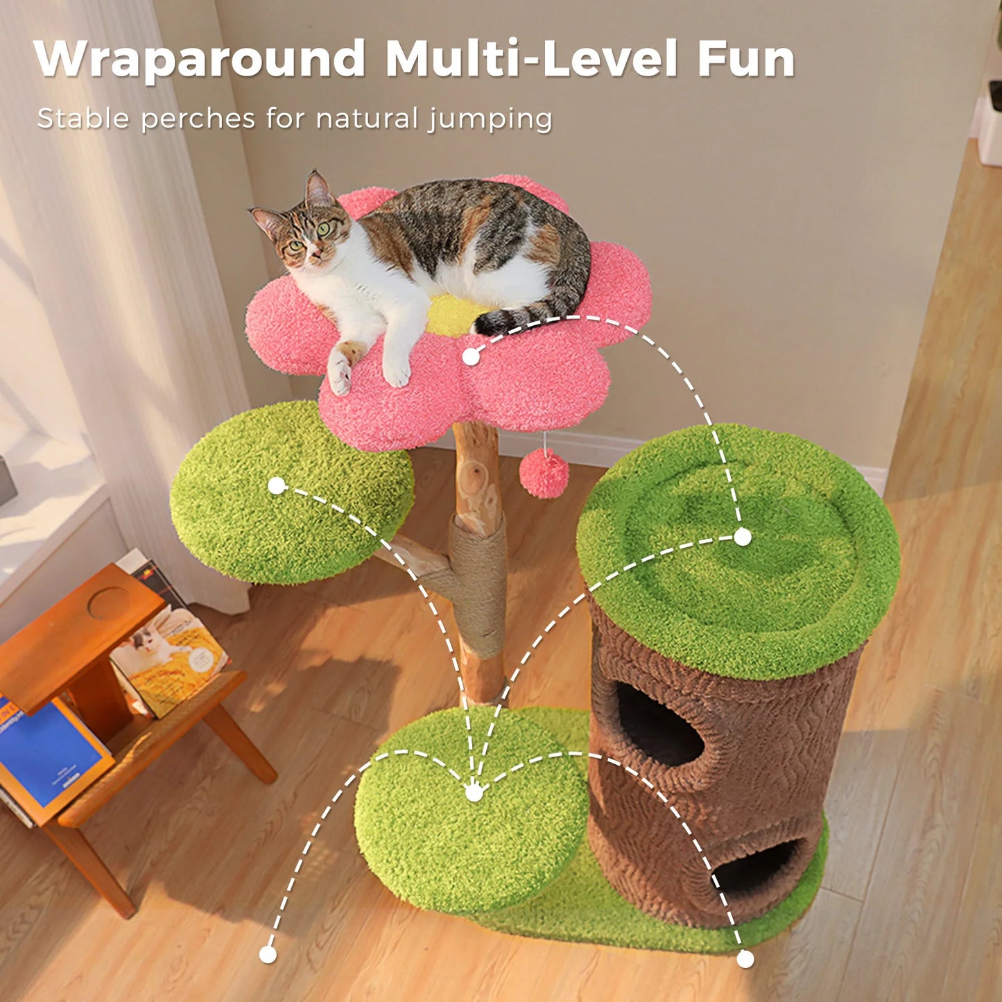 PAWZ Road Indoor Cat Tree With Flower Top Bed