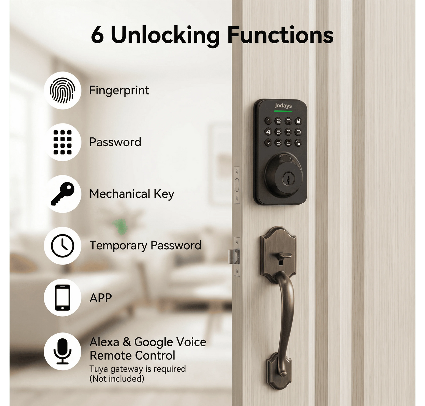 Jodays Smart Deadbolt Lock Fingerprint Keypad
