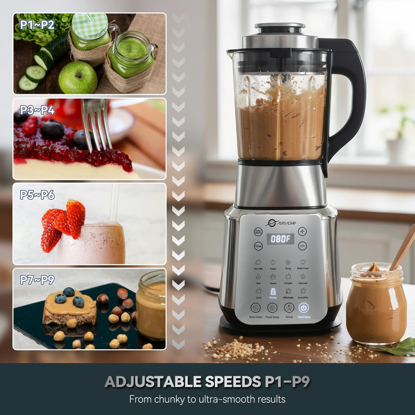 Astralship Stainless Steel Glass Blender 1500W Kitchen Combo