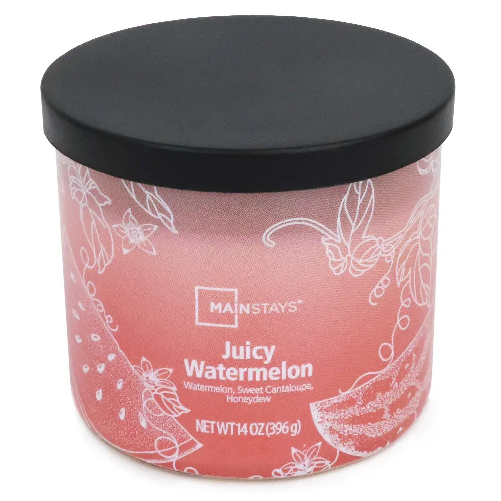 3 Wick Gradient Color Scented Candle Juicy Watermelon Fragrance Home Aroma Relaxation Gift 14 Oz