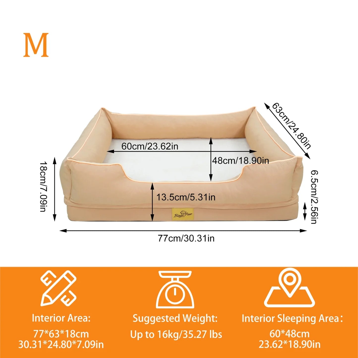 Orthopedic Dog Bed For Large Dogs Bingopaw Premium Waterproof Lining Removable Cover Bolster Sponge Base Sofa