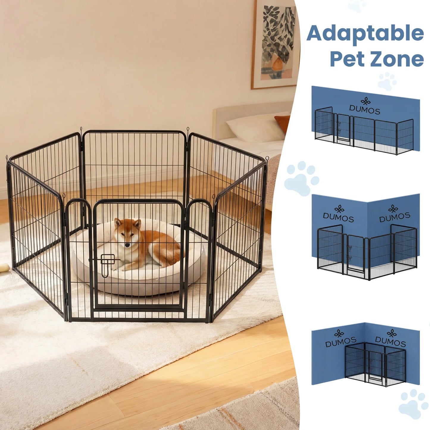 JHK Metal Dog Playpen Foldable Fence For Outdoor Use