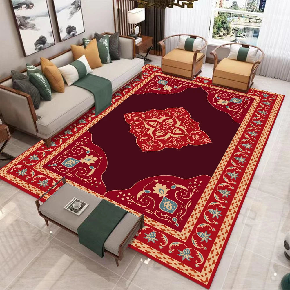 European Retro Large Carpet Living Room Rug Non Slip Mat