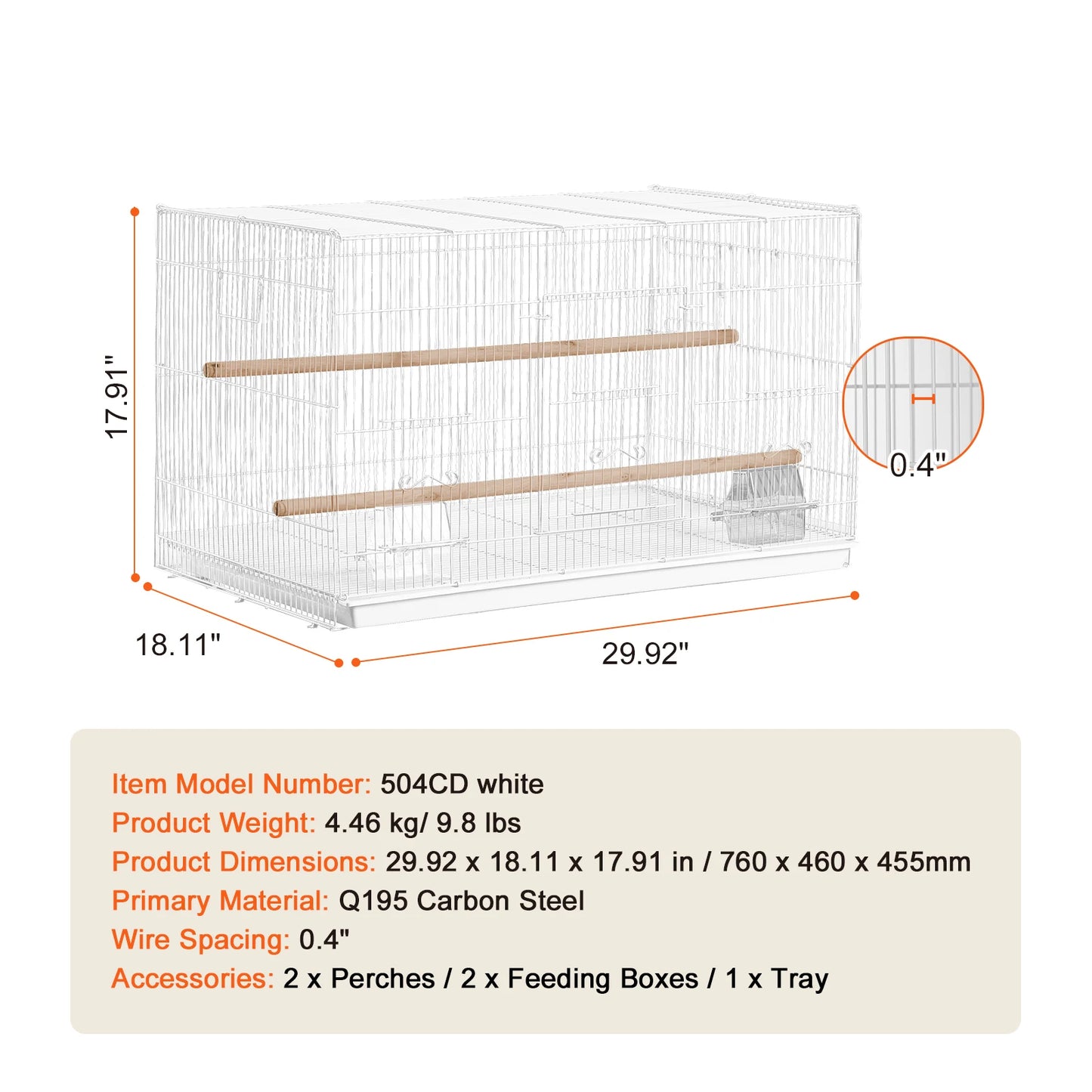 SucceBuy 30 Inch Flight Bird Cage With Divider Stackable Travel Cage For Small Birds And Perches