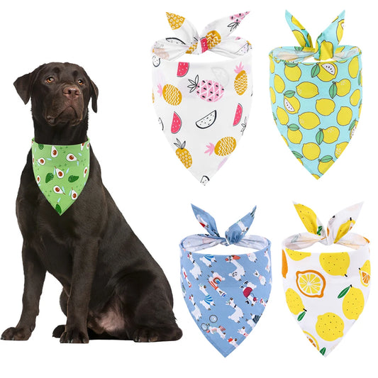 Dog Bandana Fruit Floral Spring Washable Soft Scarf