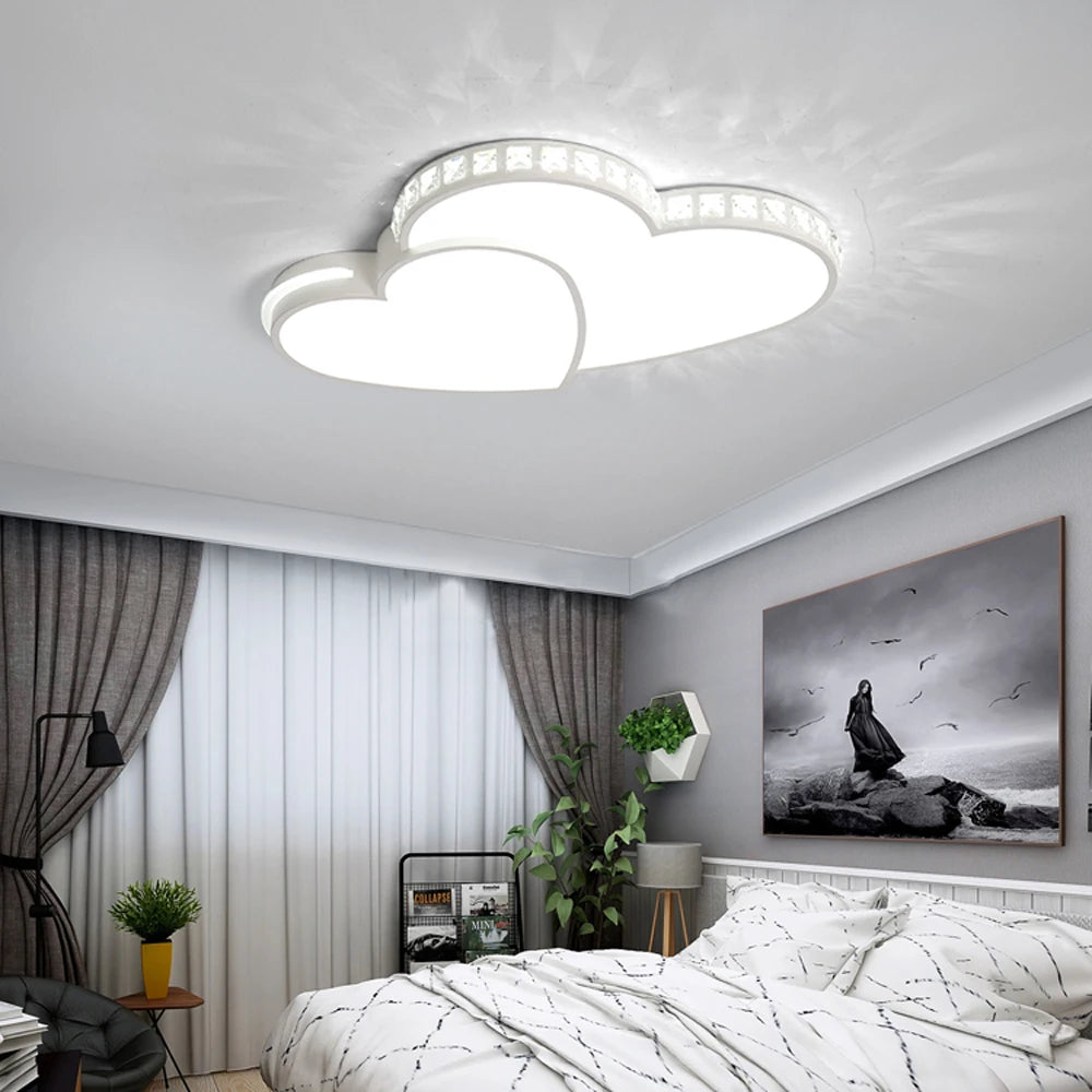Crystal Heart Ceiling Light Modern LED Flush Mount For Kids
