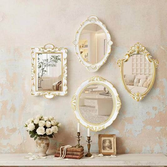 Vintage Metal Wall Mirror Set For Home Decor