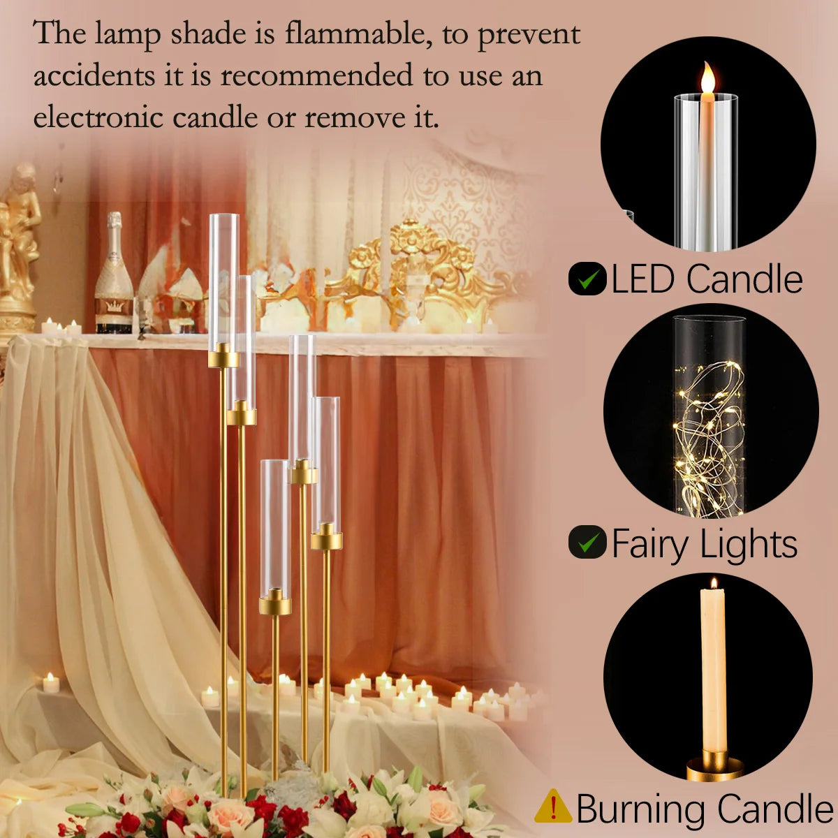 Vincigant 5 Arm Floor Candelabra With Acrylic Lampshade