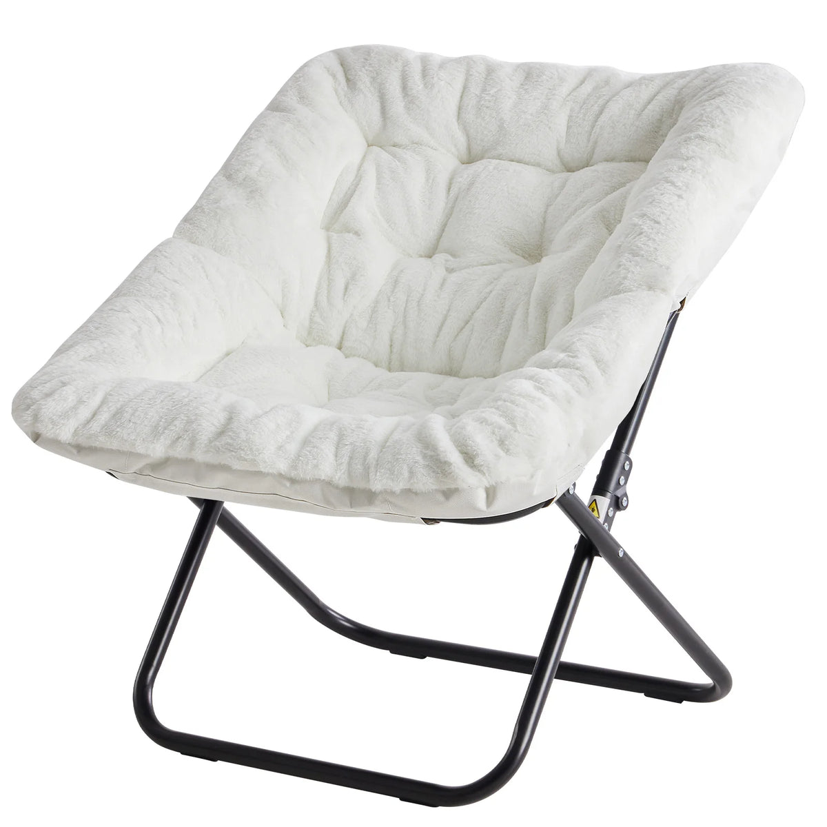 JHK Cozy Saucer Chair Soft Faux Fur Folding Lounge Chair