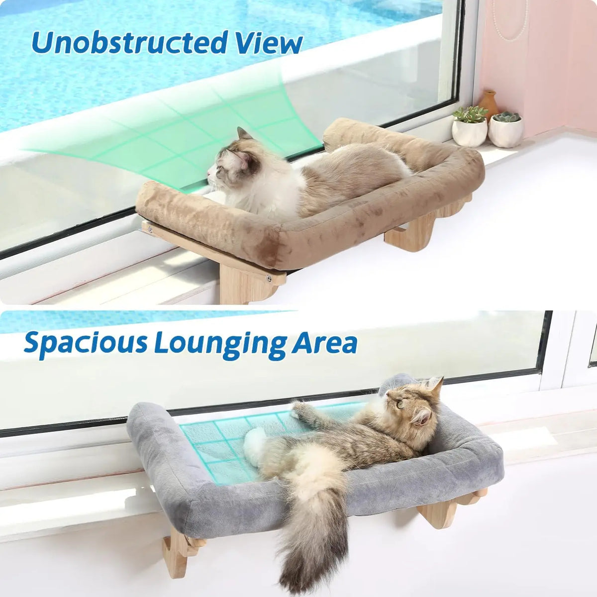 Zakkart Cat Window Perch With Orthopedic Bolster
