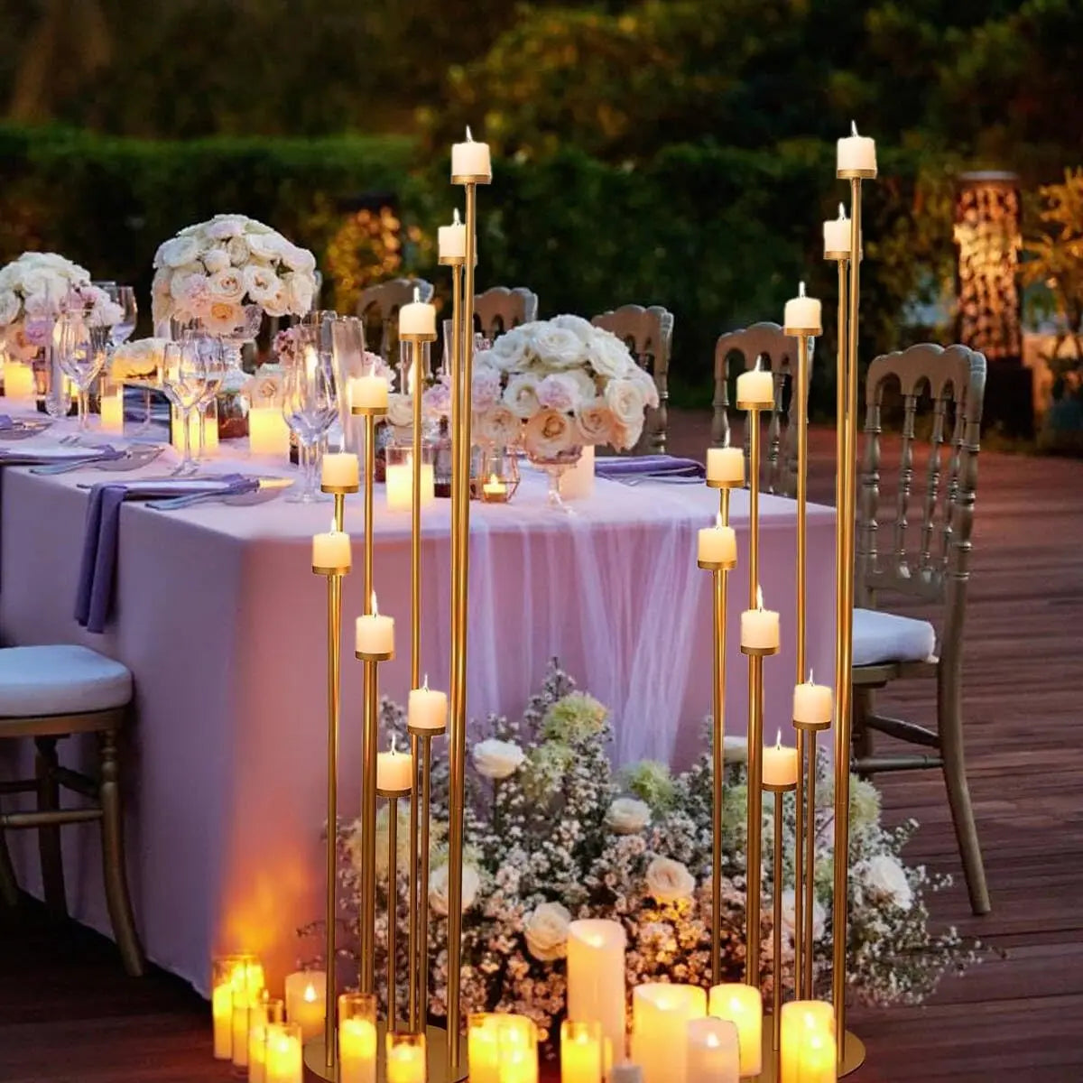 Elegant Nine Arm Floor Candelabras Set For Home Decoration