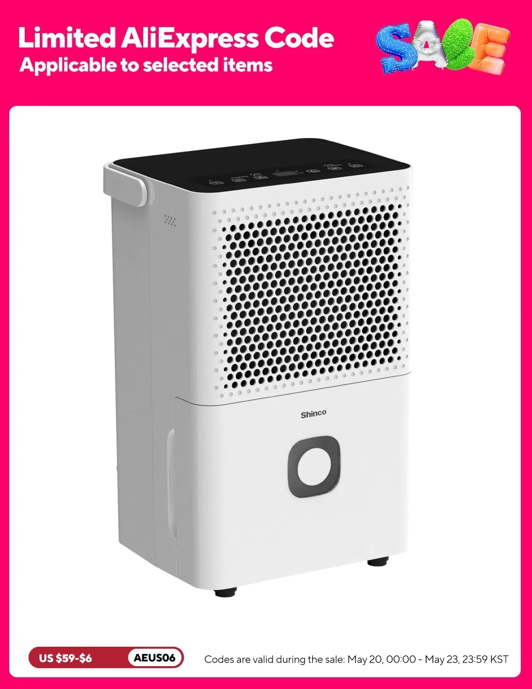 Shinco 30 Pint Dehumidifier for Home Basements Drain Hose