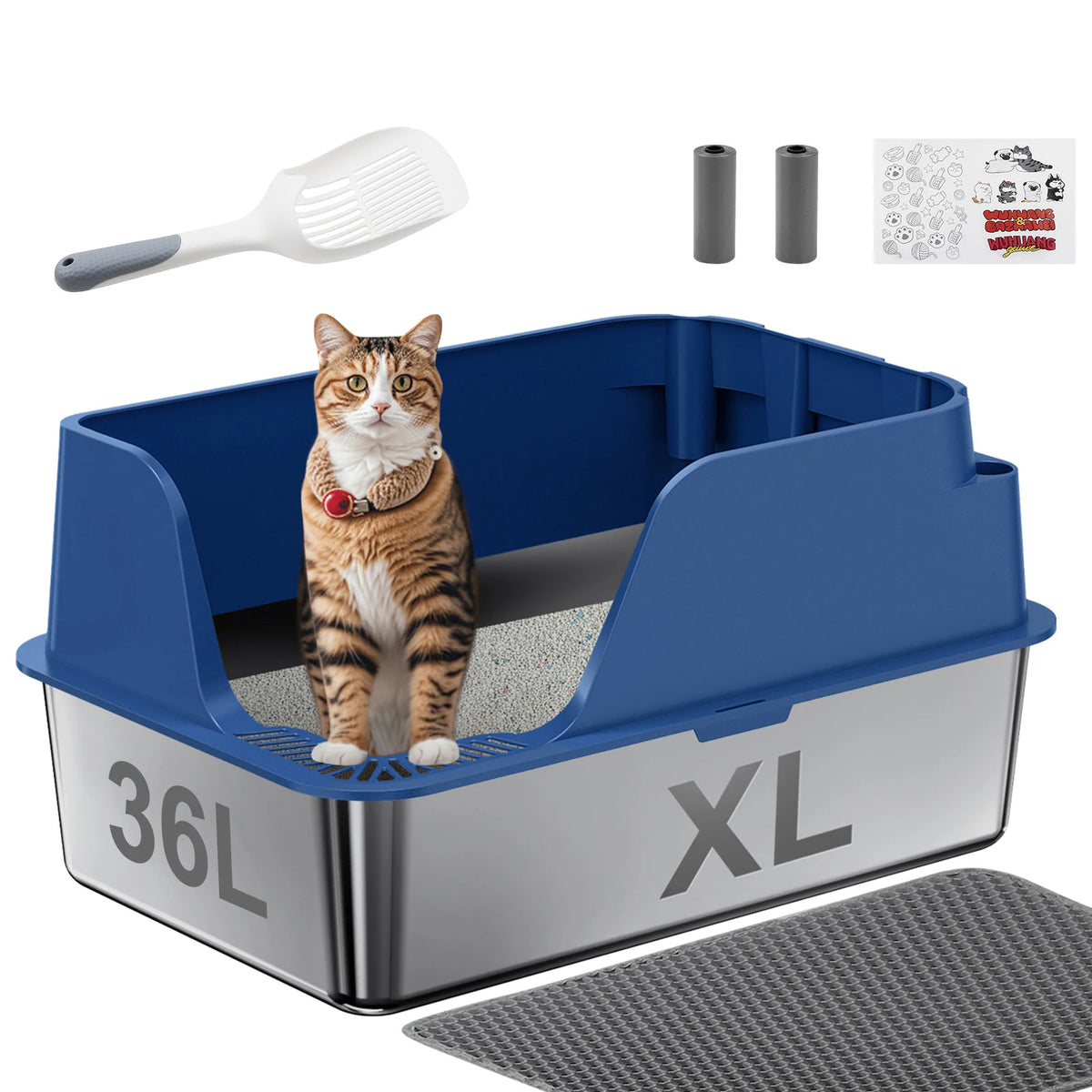 Stainless Steel Cat Litter Box Extra Large Splash Proof And Leak Proof For Large Cats