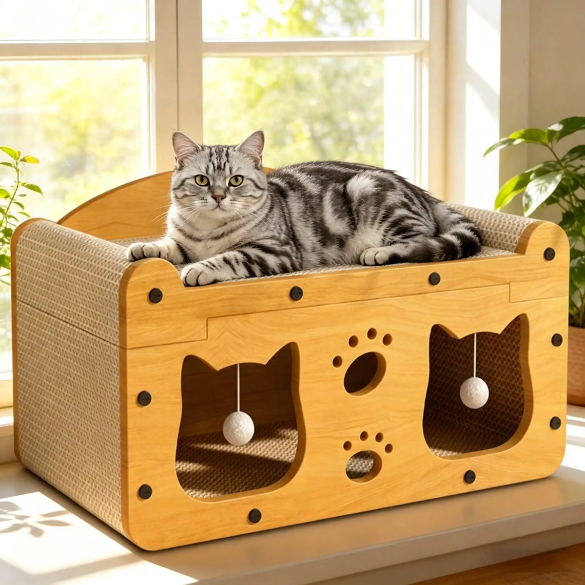 Double Layer Cardboard Cat Scratch Pad Lounge Bed House
