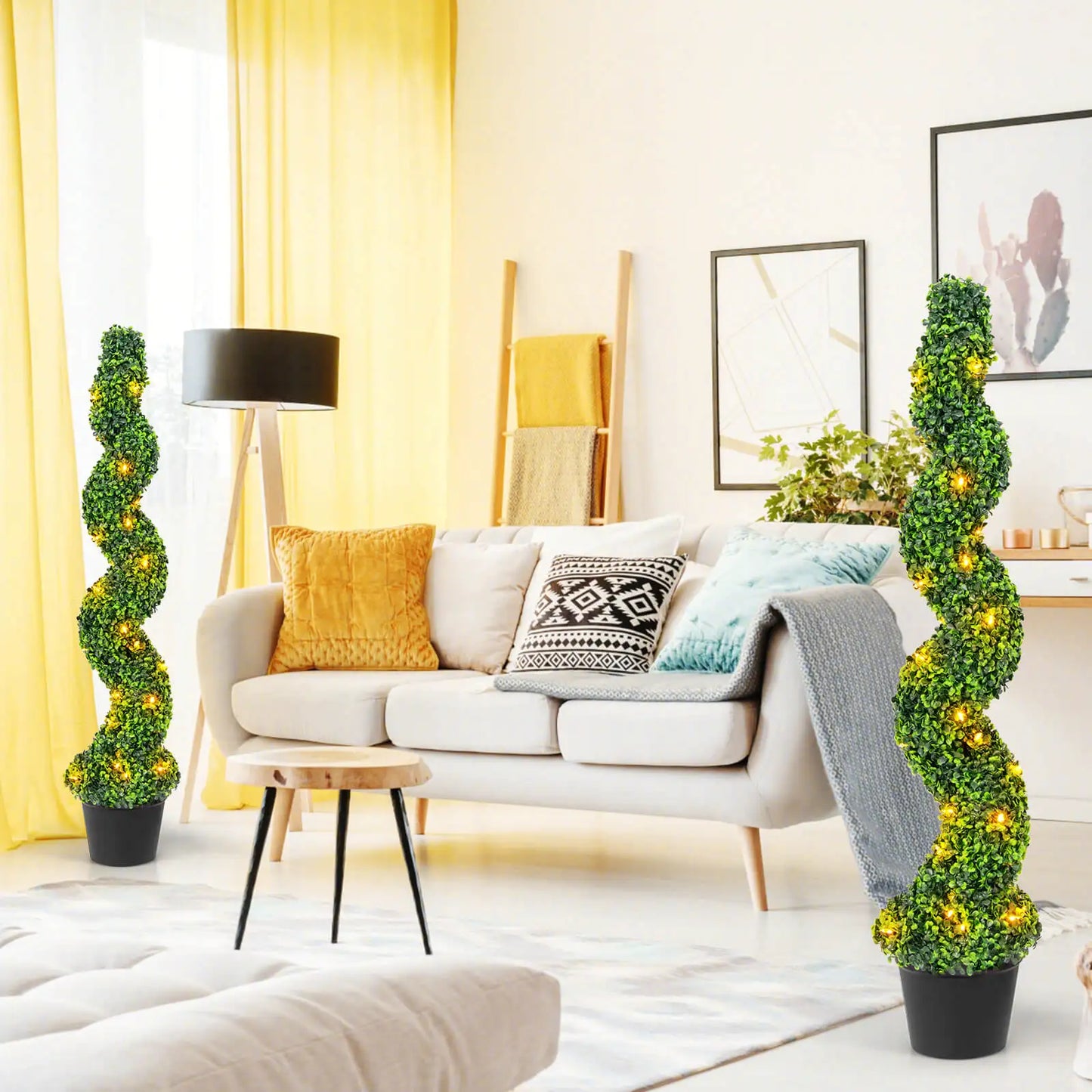 LIFEZEAL 2 Pack Spiral Boxwood Topiary Indoor Outdoor