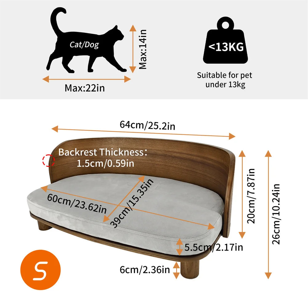Borwart Elevated Wood Pet Sofa With Comfort Cushion
