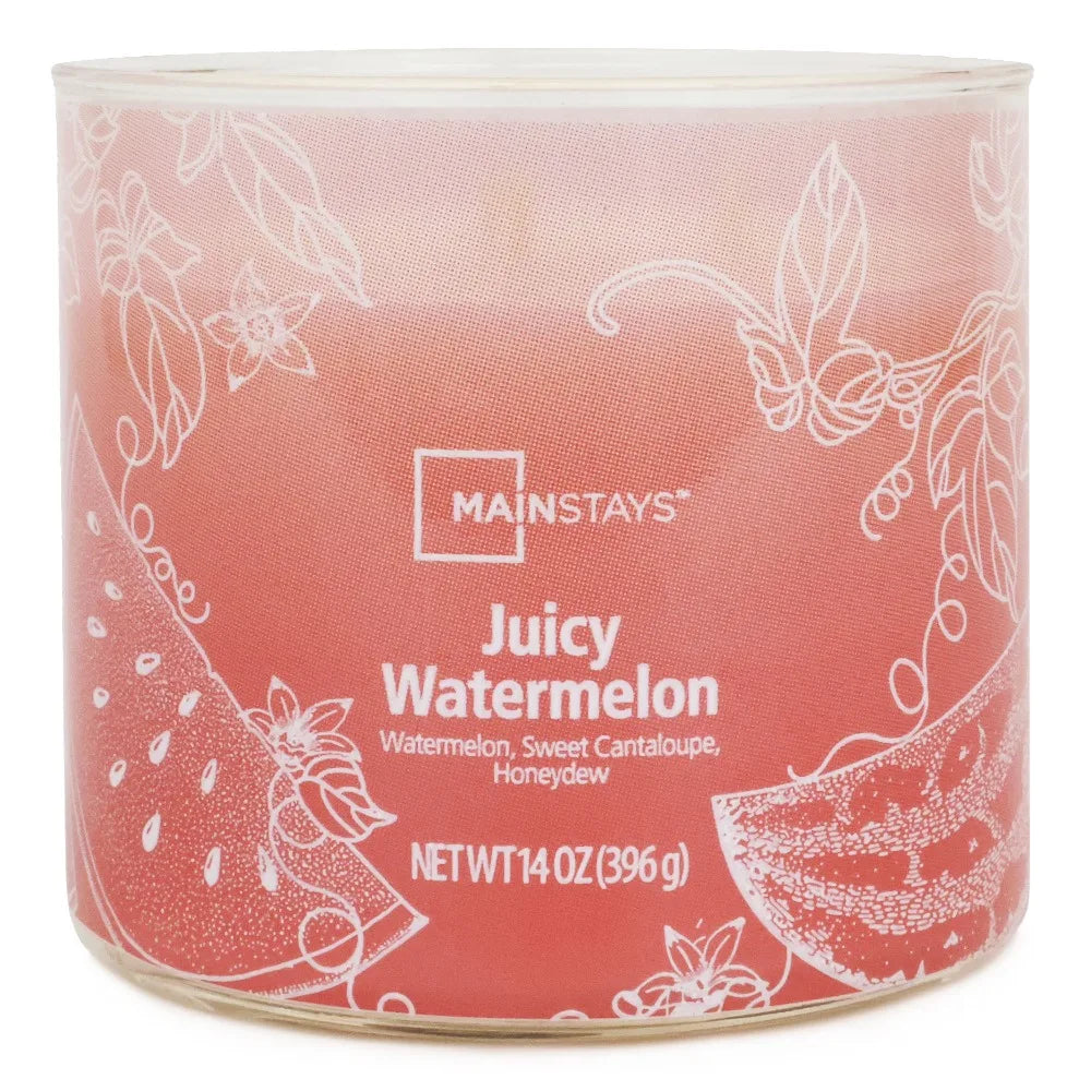 3 Wick Gradient Color Scented Candle Juicy Watermelon Fragrance Home Aroma Relaxation Gift 14 Oz