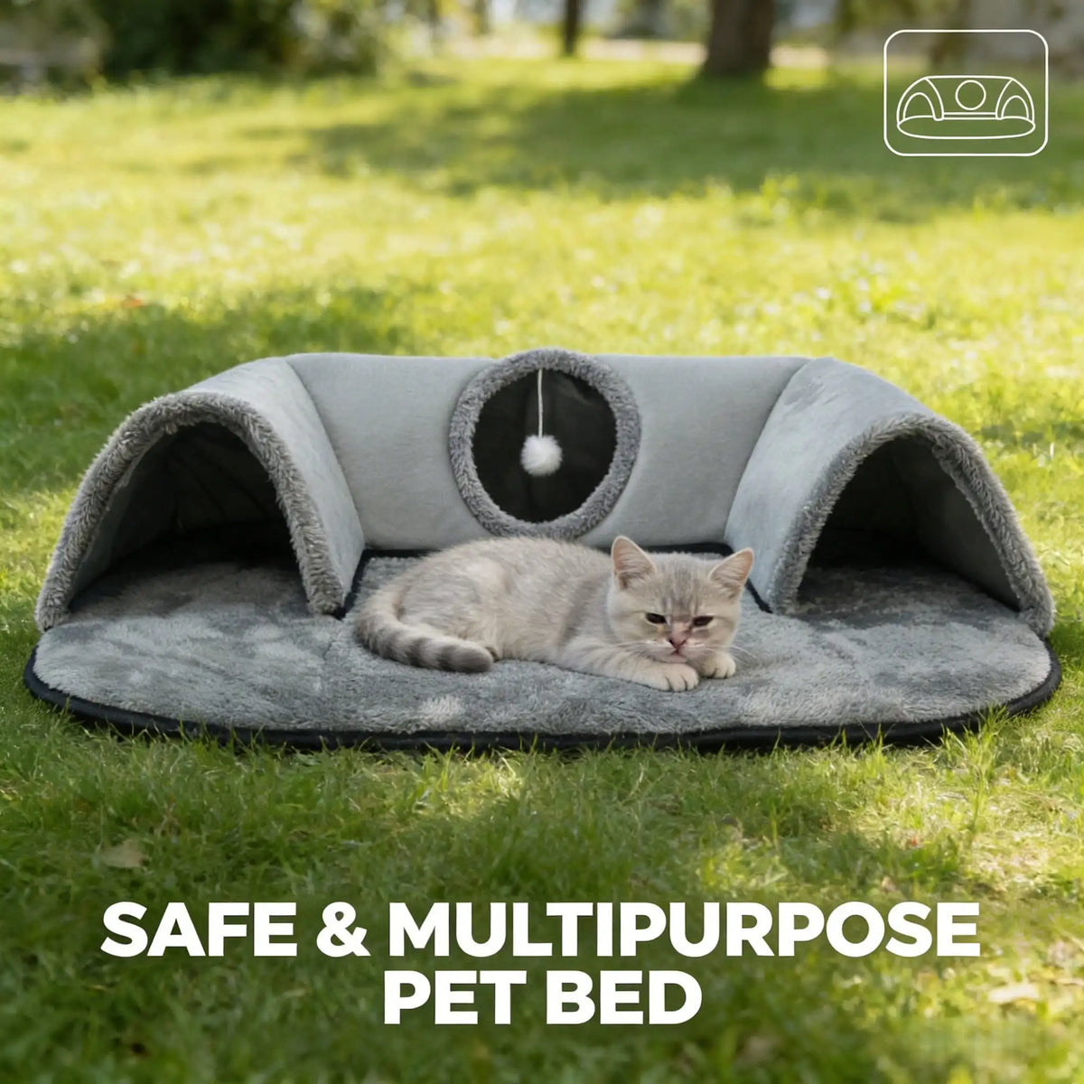 Interactive Cat Tunnel Bed With Soft Plush Cave