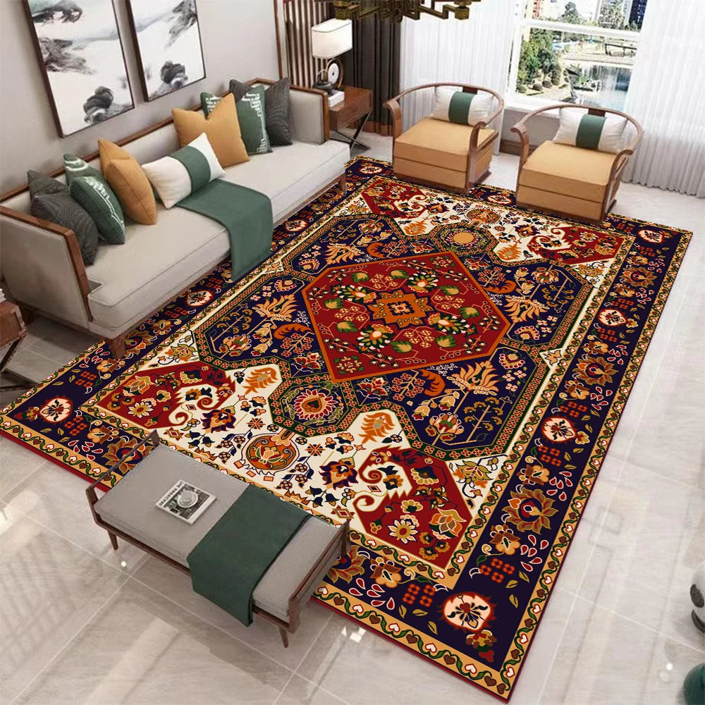 European Retro Large Carpet Living Room Rug Non Slip Mat