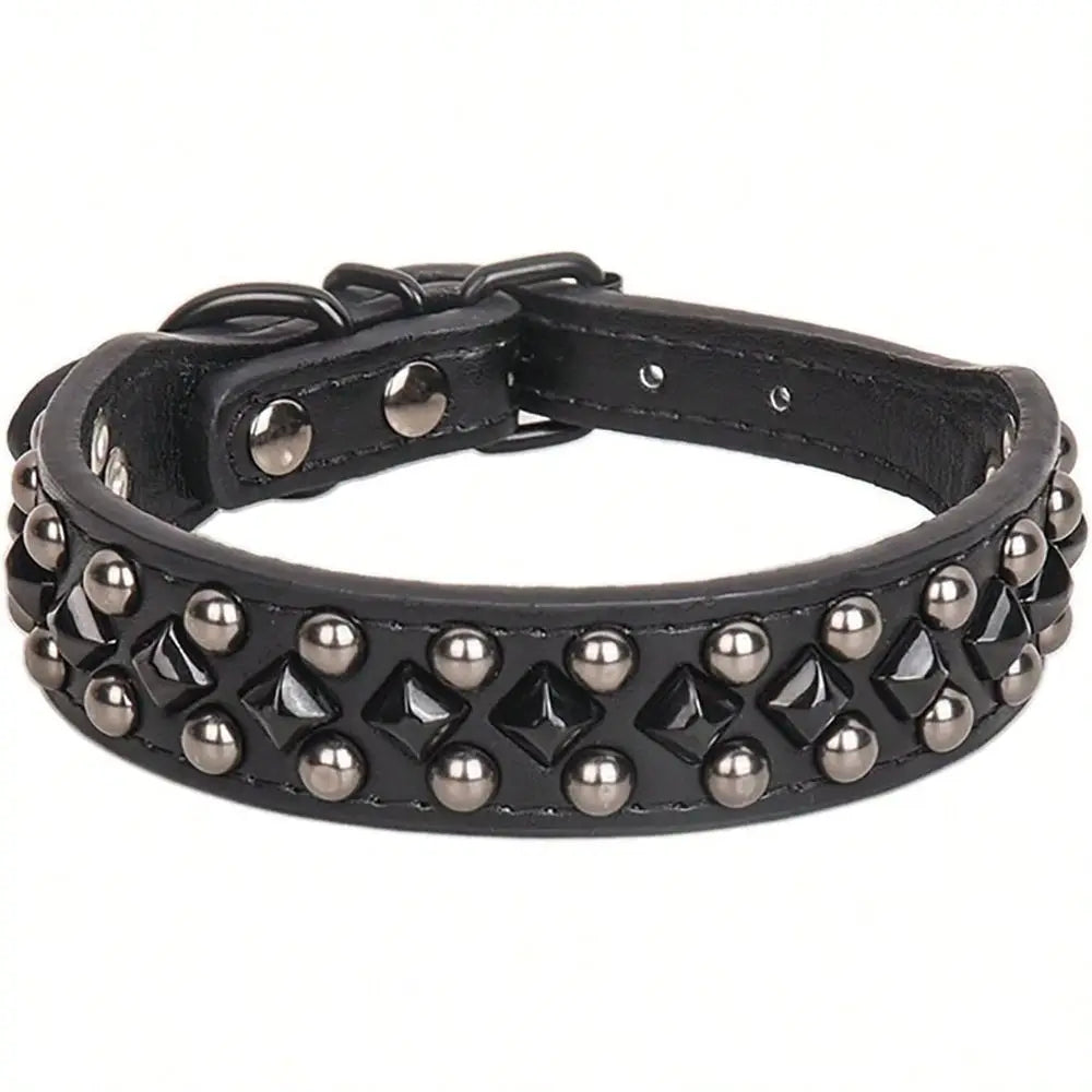 Adjustable Soft PU Leather Studded Dog Collar