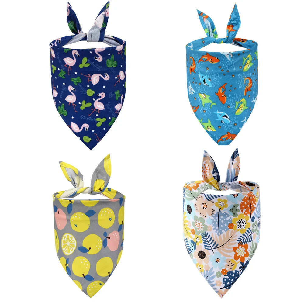 Dog Bandana Fruit Floral Spring Washable Soft Scarf