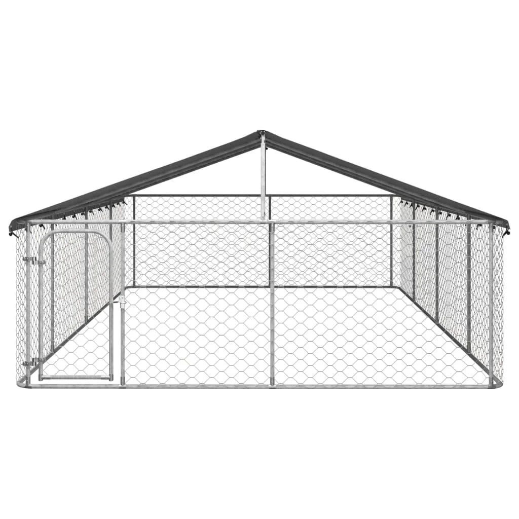 Outdoor Dog Kennel With Roof Galvanized Steel Large Secure Weatherproof For Dogs Multiple Sizes