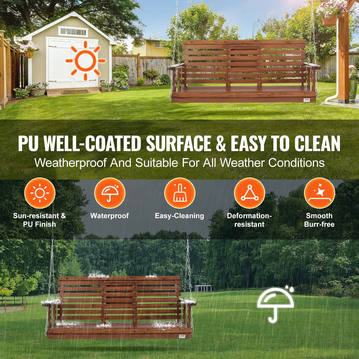 SucceBuy Cedar Porch Swing For Outdoor Gardens