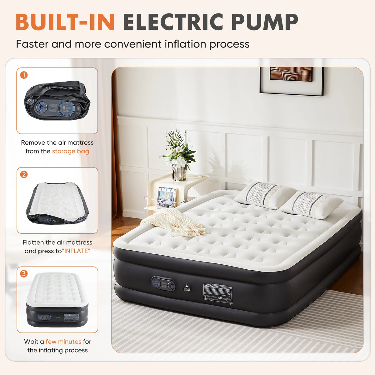 JHK Air Mattress Double Height Non Slip Bottom 660 Lbs