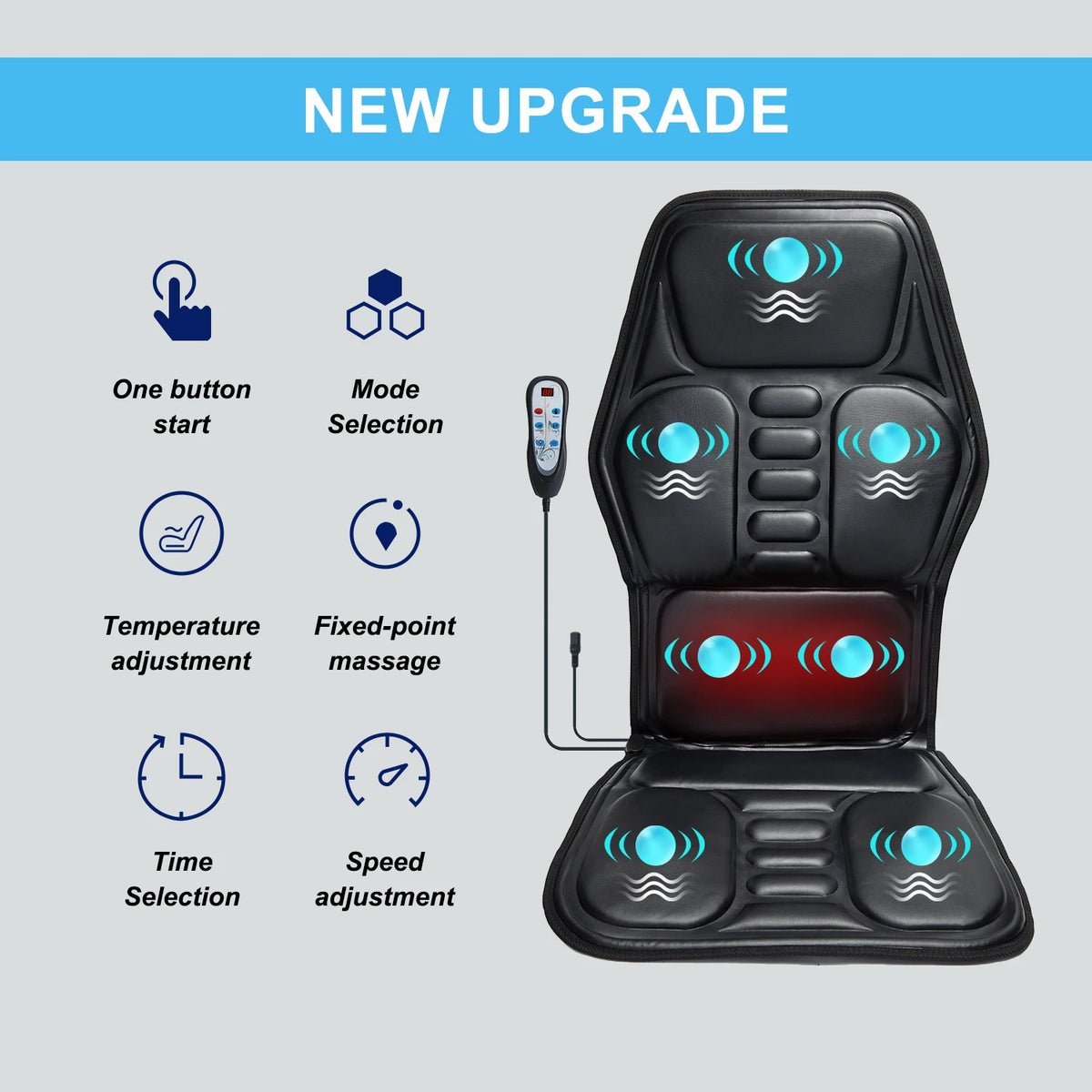 Homemassa Massage Chair Pad With Heat Back Massager Cushion