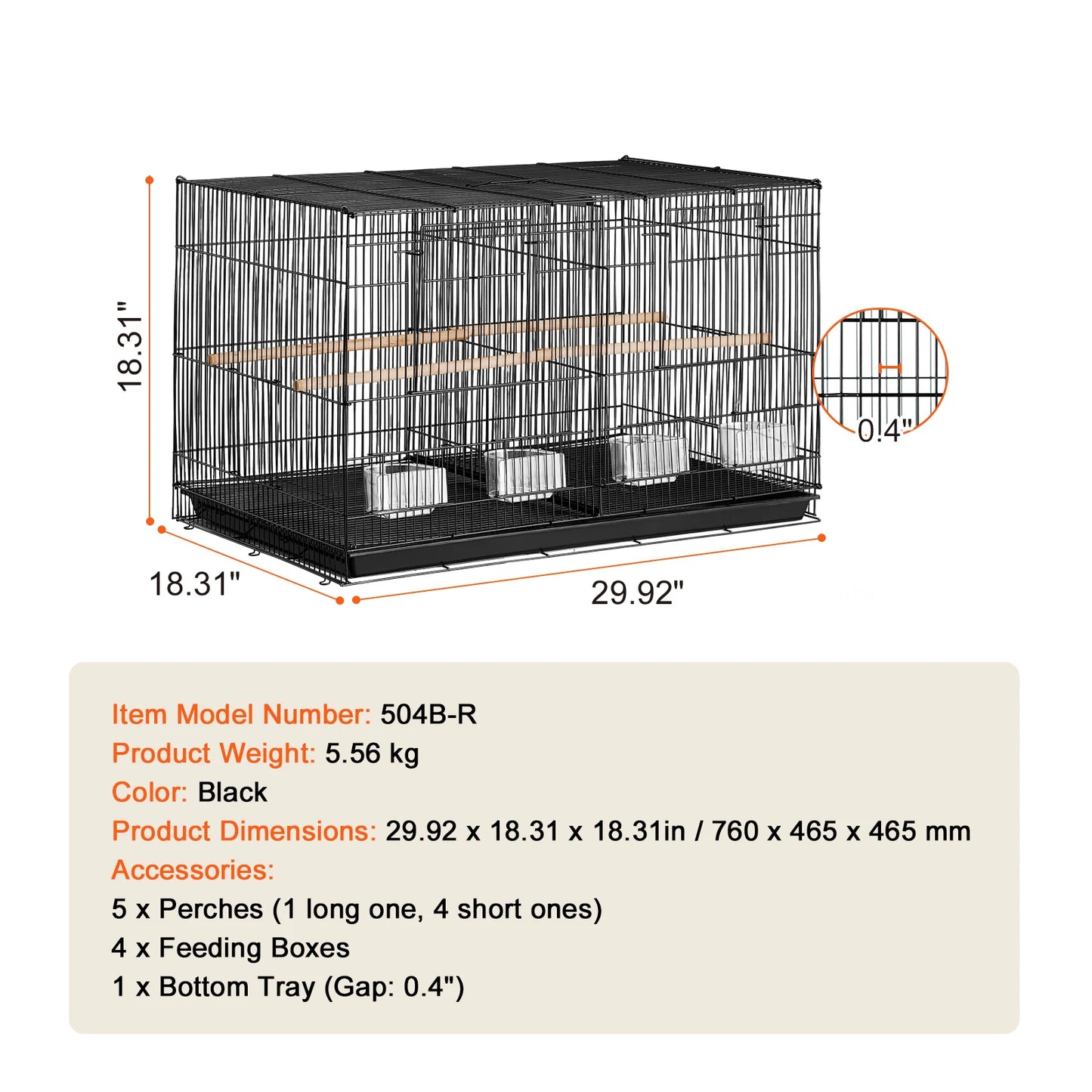 SucceBuy 30 Inch Flight Bird Cage With Divider Stackable Travel Cage For Small Birds And Perches