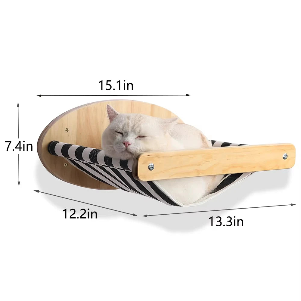 Wall Mounted Wooden Cat Climbing Shelf With Sisal Post