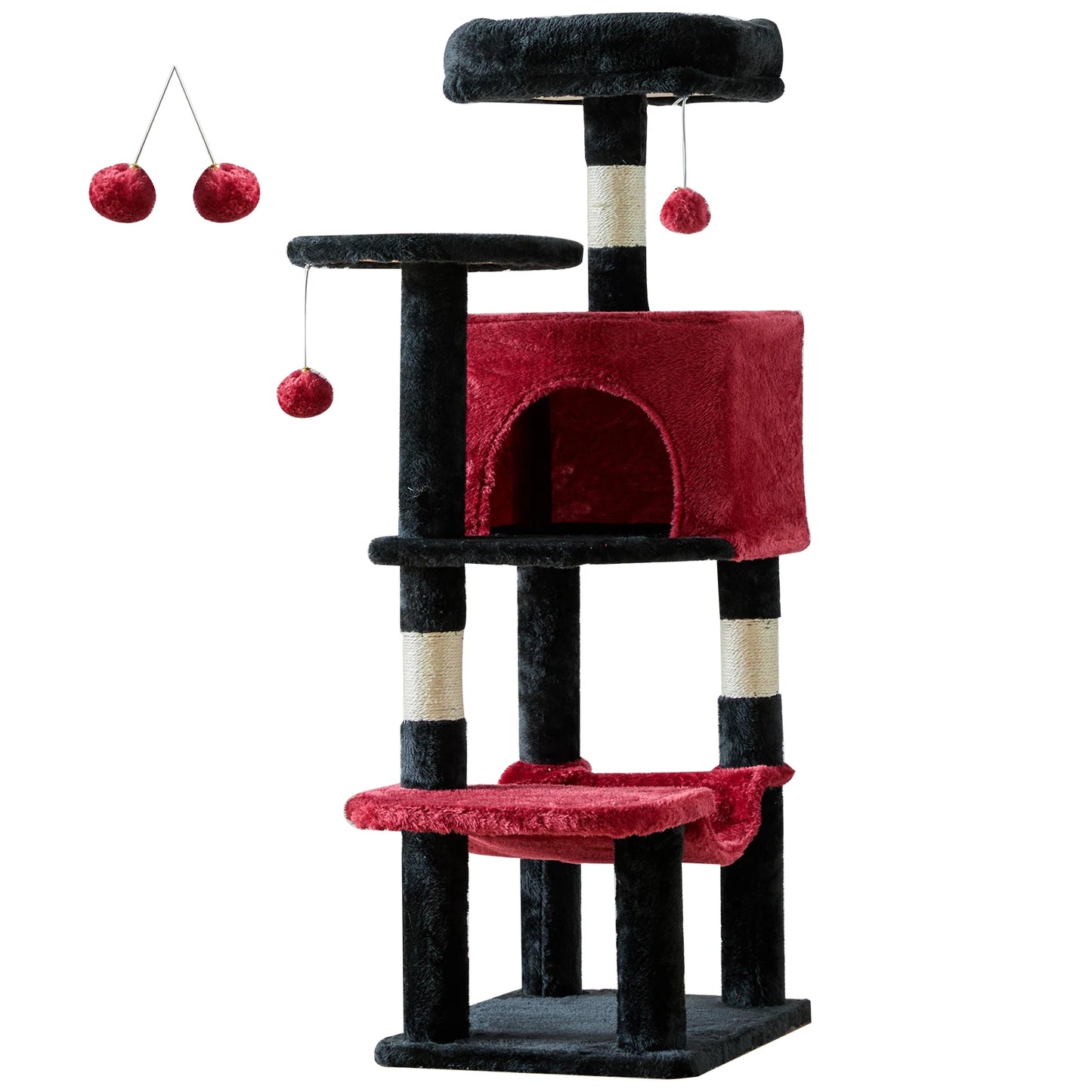 JHK 44 Inch Cat Tree Four Level Multi Cat Climbing Tower For Indoor Cats Natural Sisal Scratching Posts