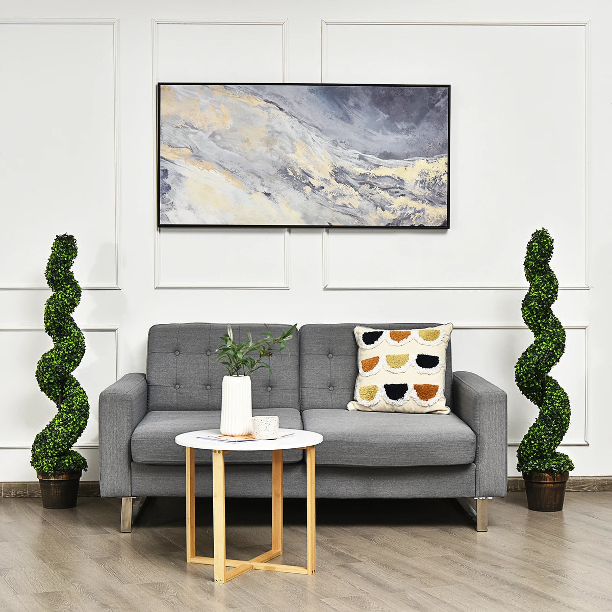 LIFEZEAL 2 Pack Spiral Boxwood Topiary Indoor Outdoor