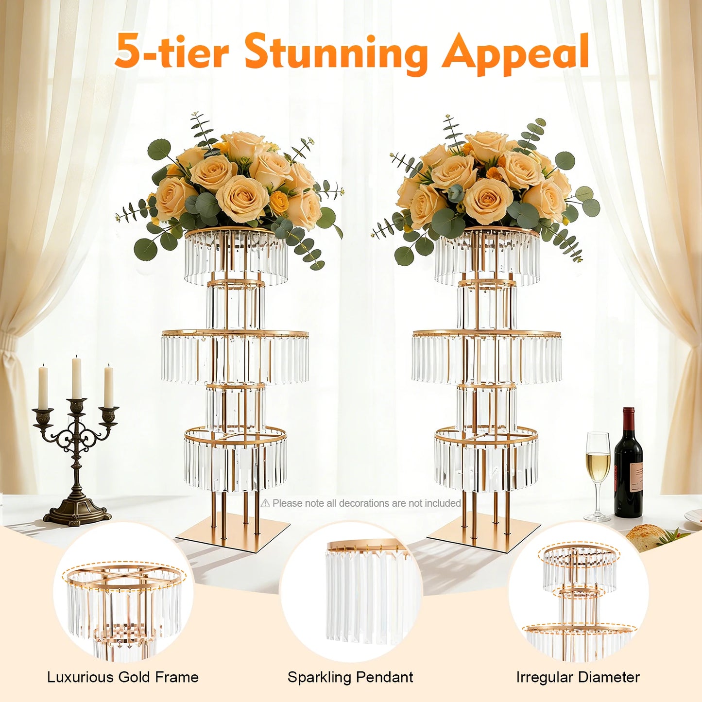 Five Tier Acrylic Wedding Flower Stand Centerpiece