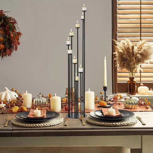 Pair of Metal Floor Candelabras with Nine Arms