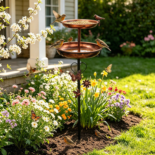 Bird Bath For Outdoors 118cm 2 Tier Metal Bird Bath With 5 Pronged Base For Garden Lovers