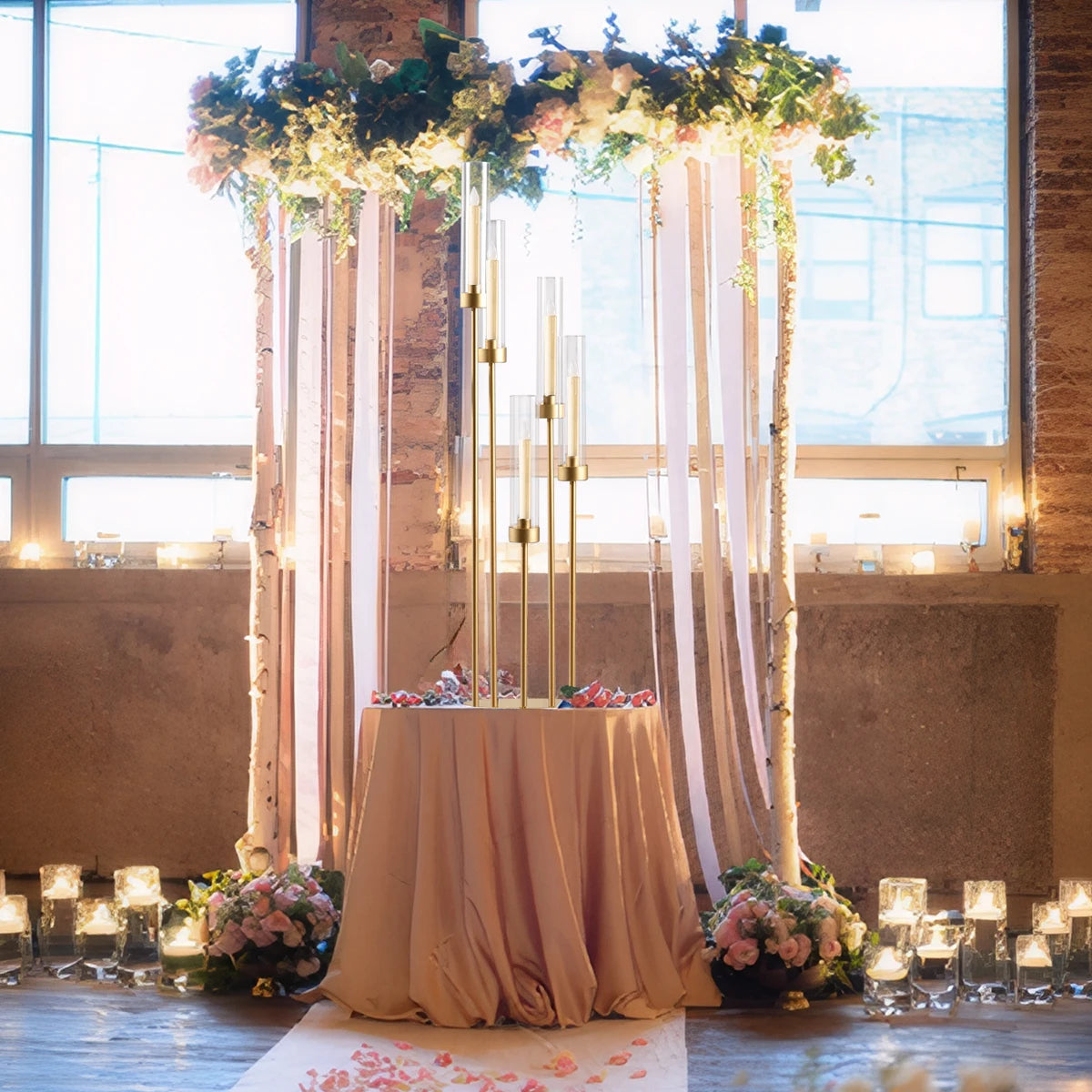 Vincigant 5 Arm Floor Candelabra With Acrylic Lampshade