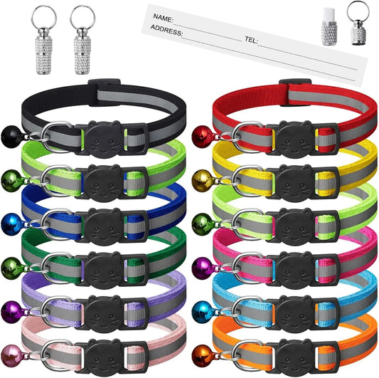 Reflective Breakaway Cat Collars With Bells And Name Tag