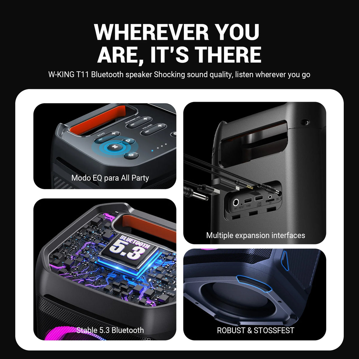 W-King T11 100W Bluetooth Speaker IPX6 Waterproof