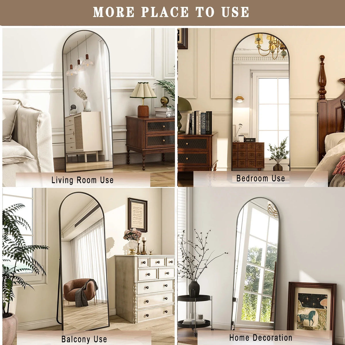 Arched Full Length Free Standing Floor Mirror