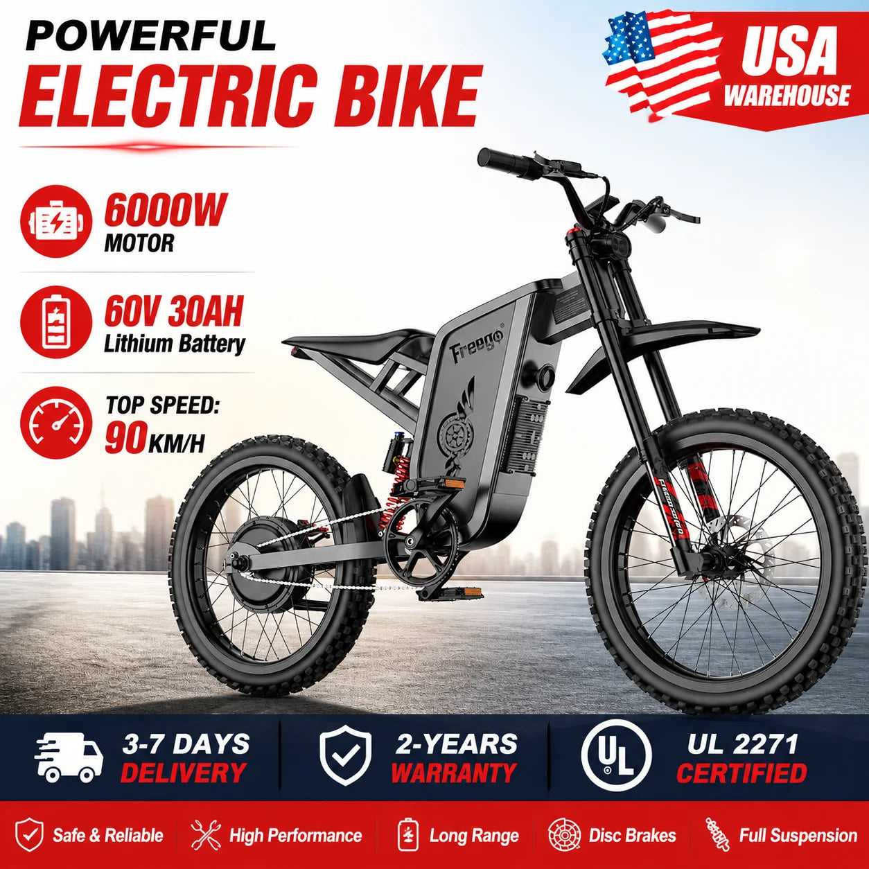 Freego X2 Pro 6000W Electric Dirt Bike For Adults