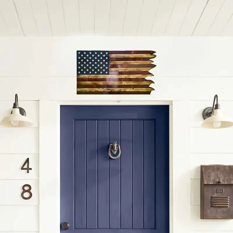 American Wooden Wavy Flag Decoration for Independence Day
