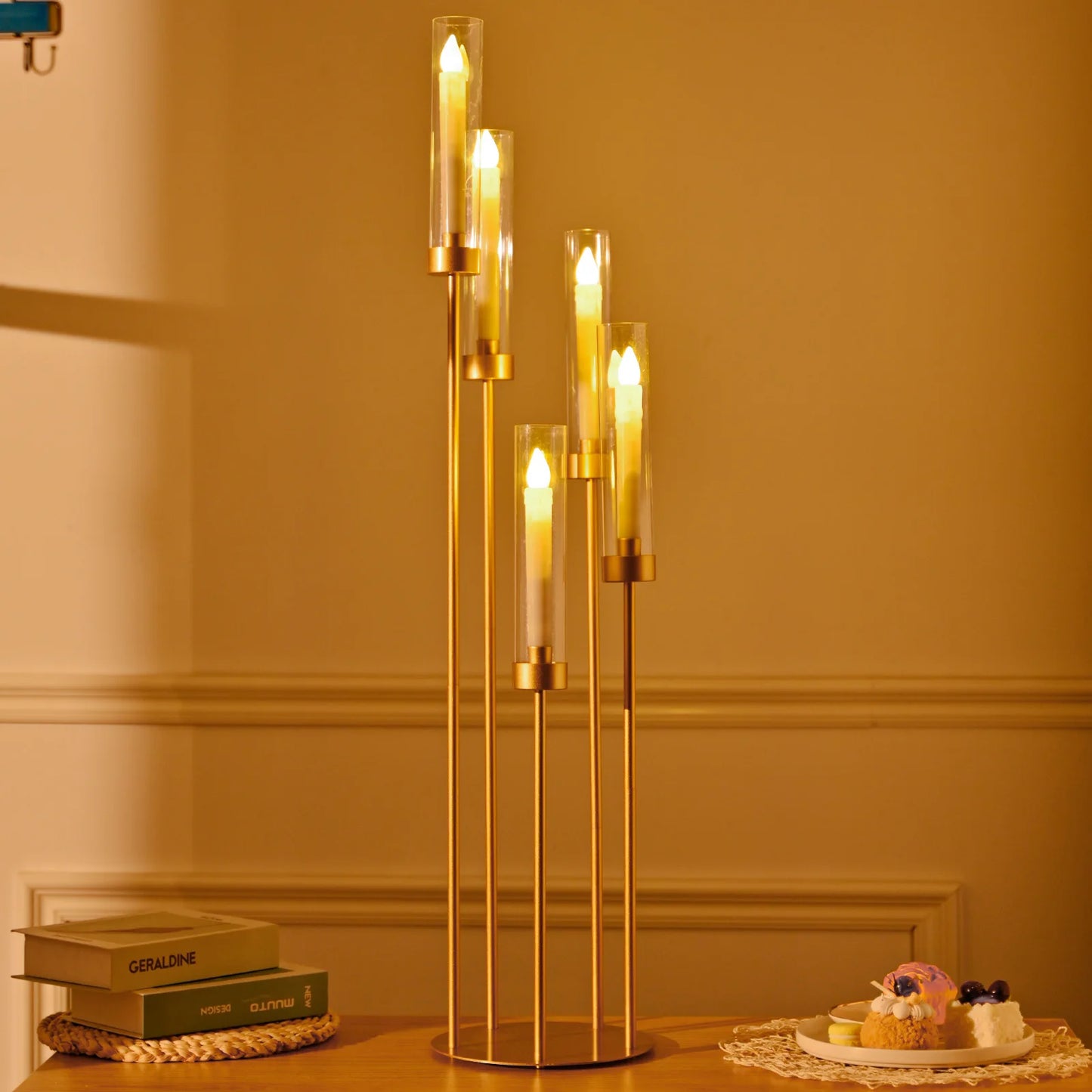 Vincigant 5 Arm Floor Candelabra With Acrylic Lampshade
