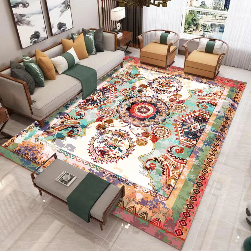 European Retro Large Carpet Living Room Rug Non Slip Mat